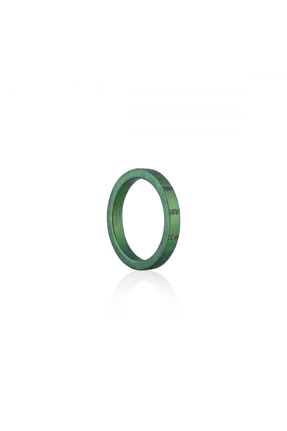 Round and Around Green Titanium Diamond Ring