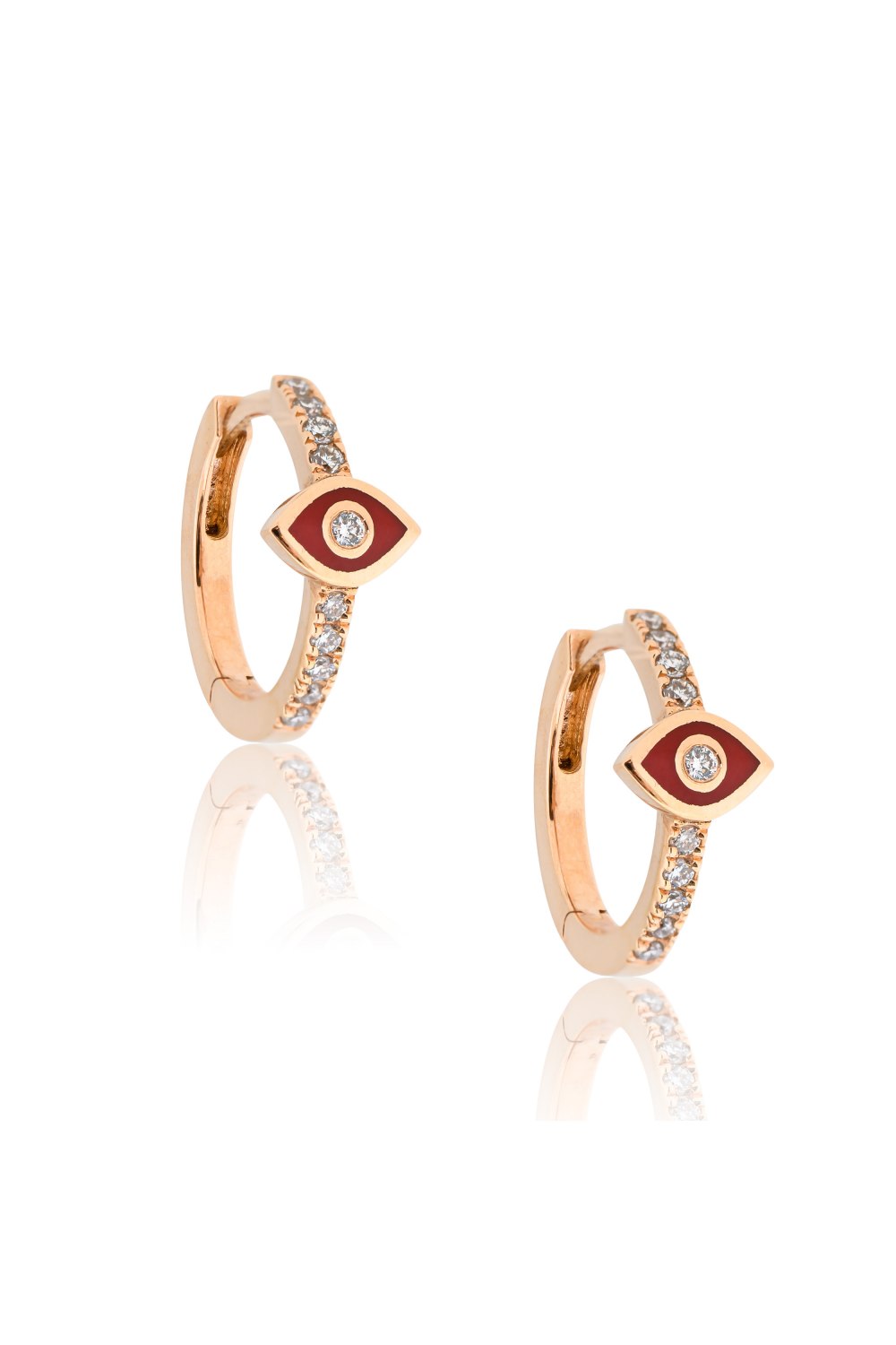 SKE211106-Diamond Evil Eye Huggie Earrings-KESSARIS