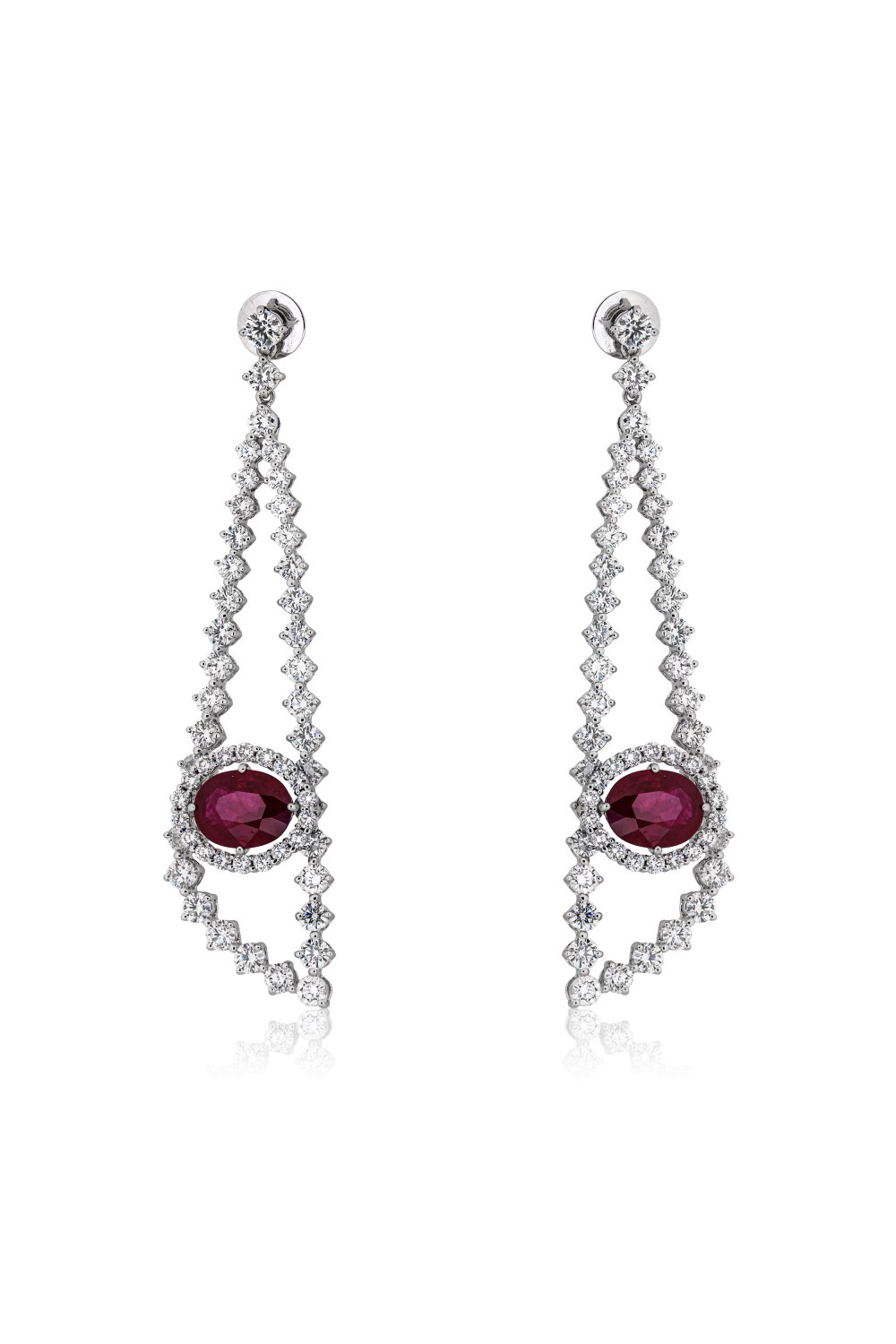 Kessaris-Diamond Ruby Drop Earrings