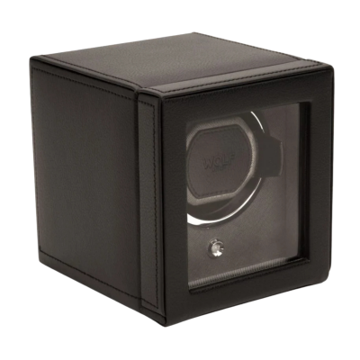 461103-Cub Single Watch Winder with Cover-Wolf-Side-black