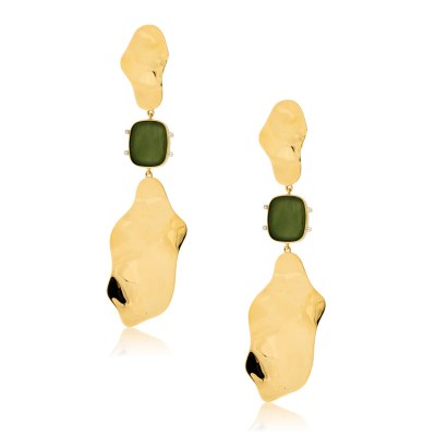 Ovalis Jade Gold Long Earrings