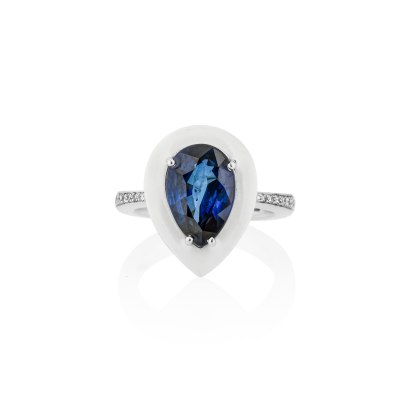 Anastasia Kessaris-Drop Sapphire Diamond Ring