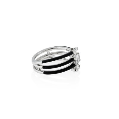 Black Ceramic & Diamond Contemporary Ring