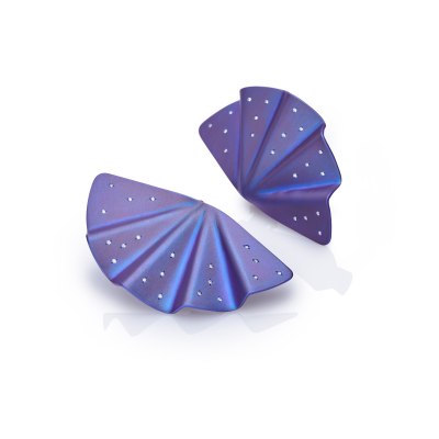 Geisha Purple Titanium and Diamond Earrings Extra Long
