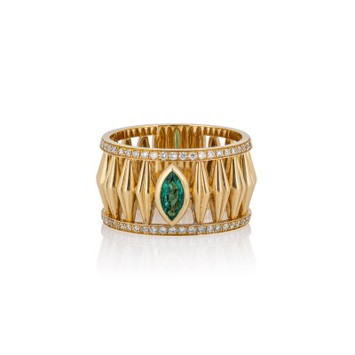 KESSARIS - Serendipity Emerald Diamond Ring