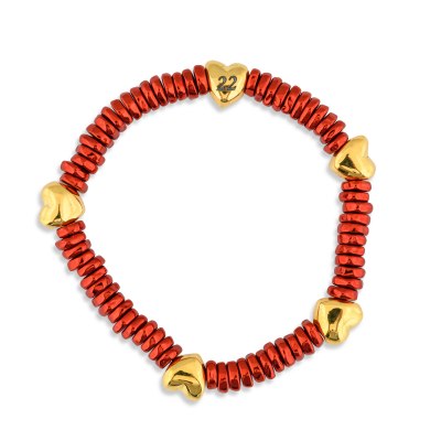 KESSARIS - Lucky Charm 2022 Lovely Red Metallic Beaded Bracelet