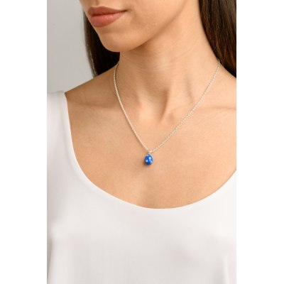 KESSARIS - Silver Blue Enamel Egg Pendant Necklace