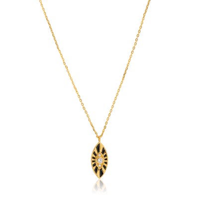 KESSARIS - Lucky Charm 2023 Black Rays Amulet Necklace Gold Plated