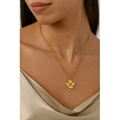KESSARIS - Lucky Charm 2023 Four-Leaf Clover Silver Necklace
