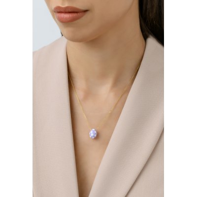 KESSARIS - Purple Polka-Dot Easter Egg Pendant Necklace