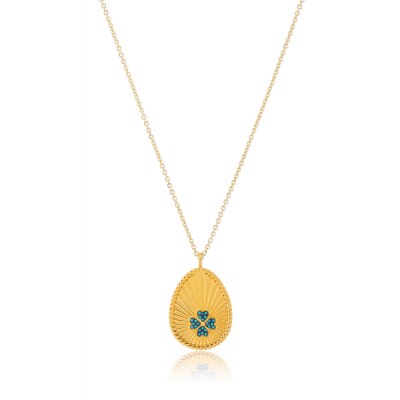 KESSARIS - Turquoise Four-Leaf Clover Easter Pendant Necklace