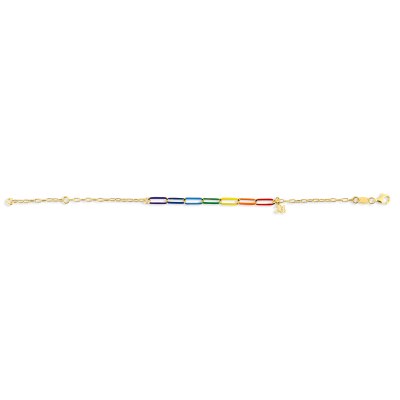 KESSARIS - Lucky Charm 24 Rainbow Links Silver Bracelet