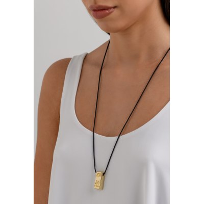 KESSARIS - Lucky Charm 24K Gold Bar Necklace
