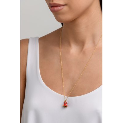 KESSARIS - Lucky Charm 24 Red Jingle Bell Silver Necklace
