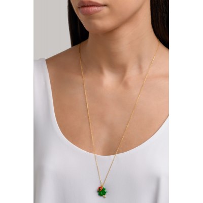 KESSARIS - Lucky Charm 24 Green Four-Leaf Clover Silver Necklace