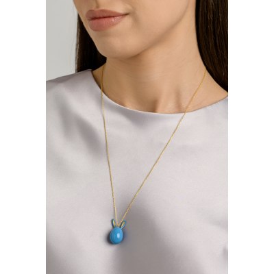 KESSARIS - Light Blue Easter Bunny Pendant Necklace