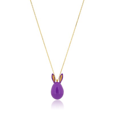 KESSARIS - Purple Easter Bunny Pendant Necklace