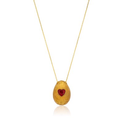 KESSARIS - Vivid Heart Golden Easter Egg Pendant Necklace