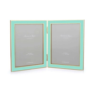 ADDISON ROSS - Turquoise Blue Enamel & Gold Double Frame