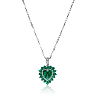KESSARIS - Dazzling Emerald Heart Necklace