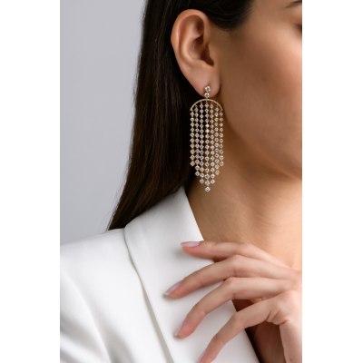 KESSARIS - Diamond Stream Chandelier Earrings