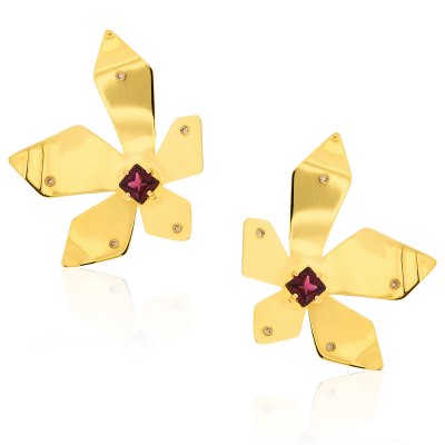Kessaris-Anastasia Kessaris-Flowe Power Yellow Gold Tourmaline Earrings