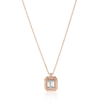 Kessaris-Diamond Cluster Emerald Pendant Necklace
