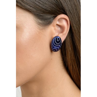 Kessaris-Diamond Deep Blue Earrings