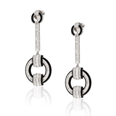 White Gold Circle Diamond Earrings