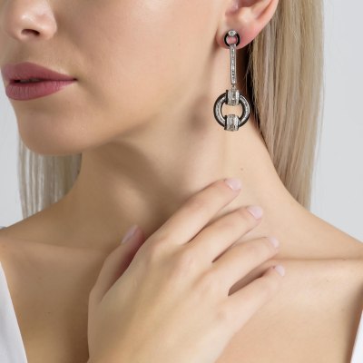 White Gold Circle Diamond Earrings