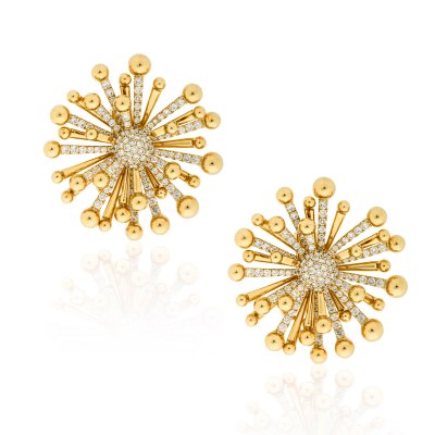 Kessaris-Golden Rays Diamond Earrings