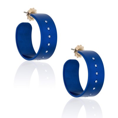 Hocus Pocus Blue Titanium Diamond Earrings Large