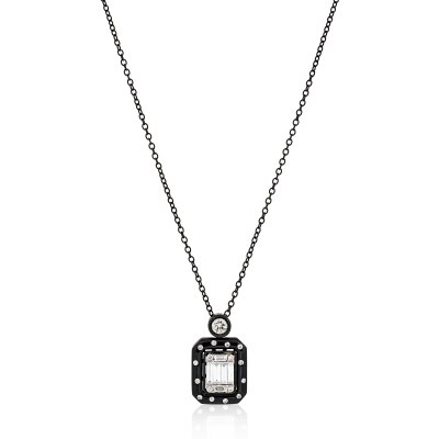 Black Rhodium Gold Diamond Pendant Necklace