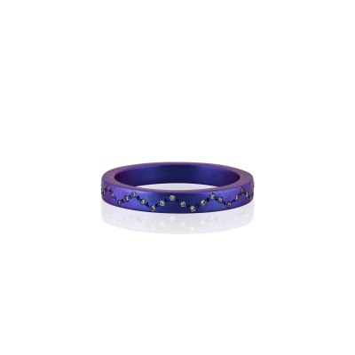Round and Around Purple Titanium Diamond Ring