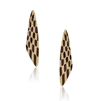 SKE.221748-Brown Ceramic and Diamond Earrings-SUTRA