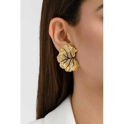 SKE.241635-Dazzling Leaf Earrings-KESSARIS