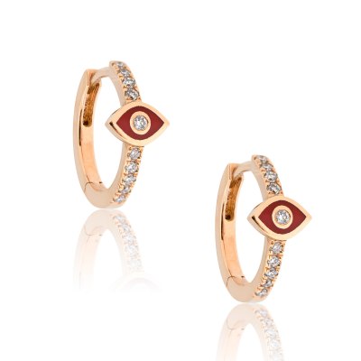 SKE211106-Diamond Evil Eye Huggie Earrings-KESSARIS