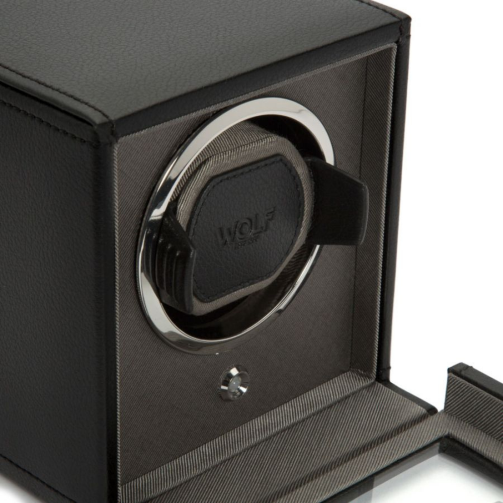461103-Cub Single Watch Winder with Cover-Wolf-black