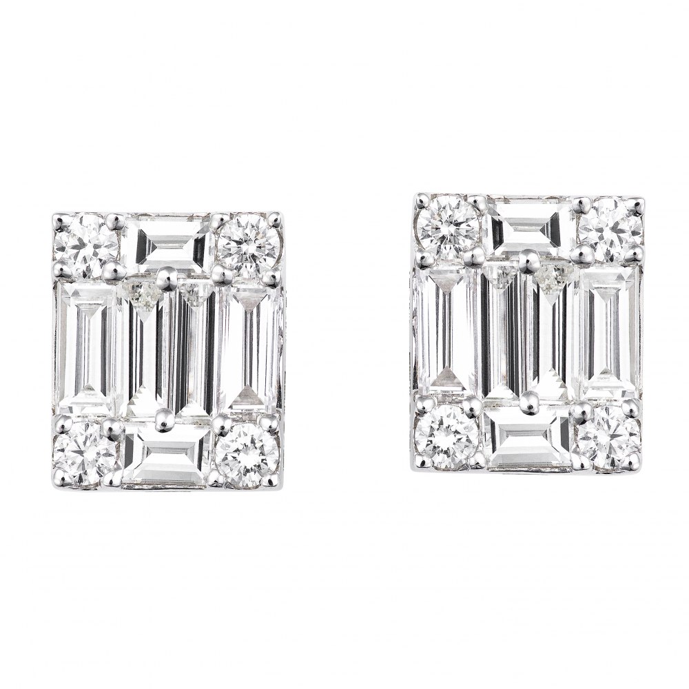 Diamond Cluster Emerald Earrings