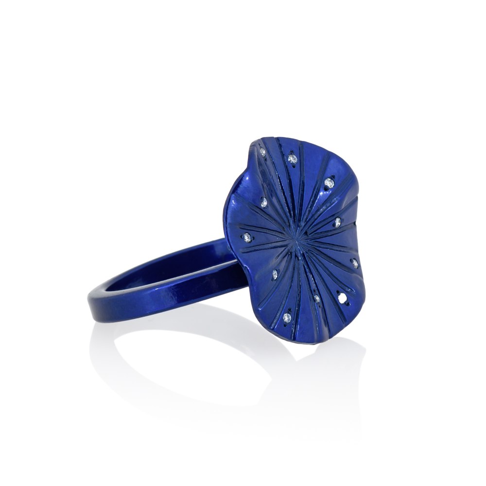 Disco Clique Blue Titanium Diamond Ring