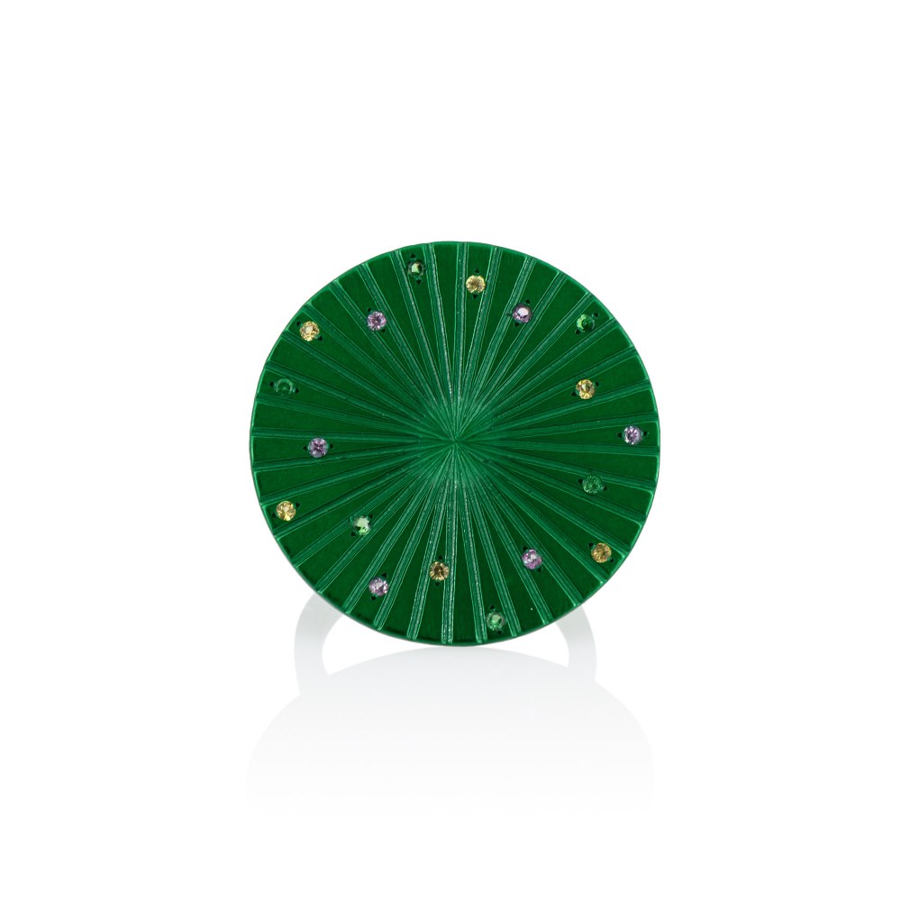 Spacecraft Green Titanium Sapphire & Tsavorite Ring