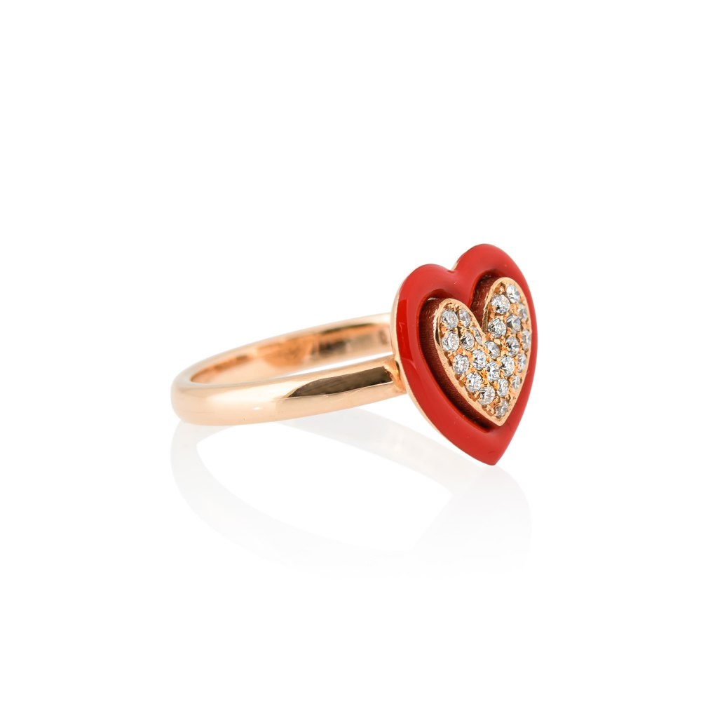 Red Heart Diamond Ring