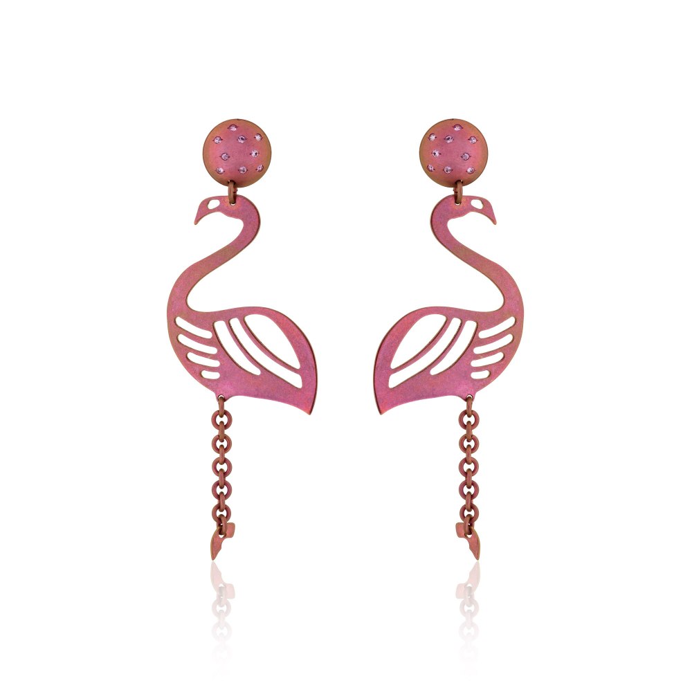 Flamingo Pink Titanium Sapphire Earrings