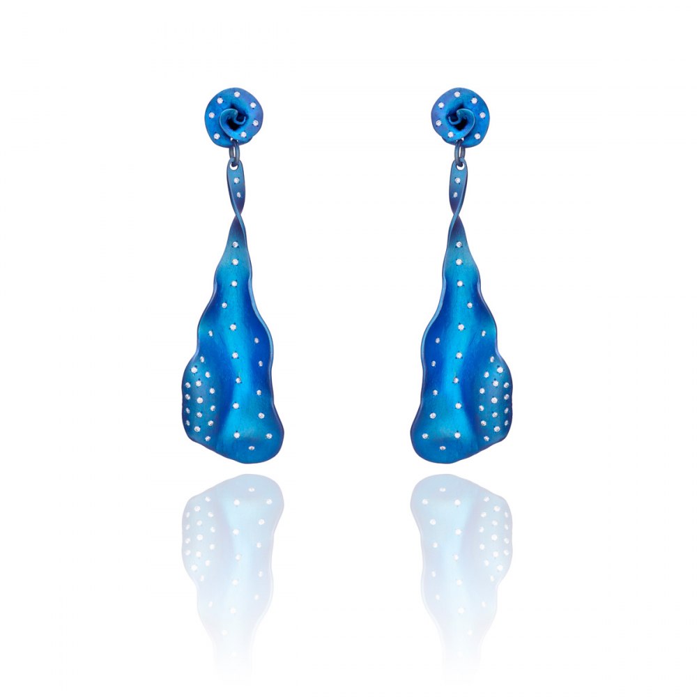 FroseN Blue Titanium Diamond Earrings