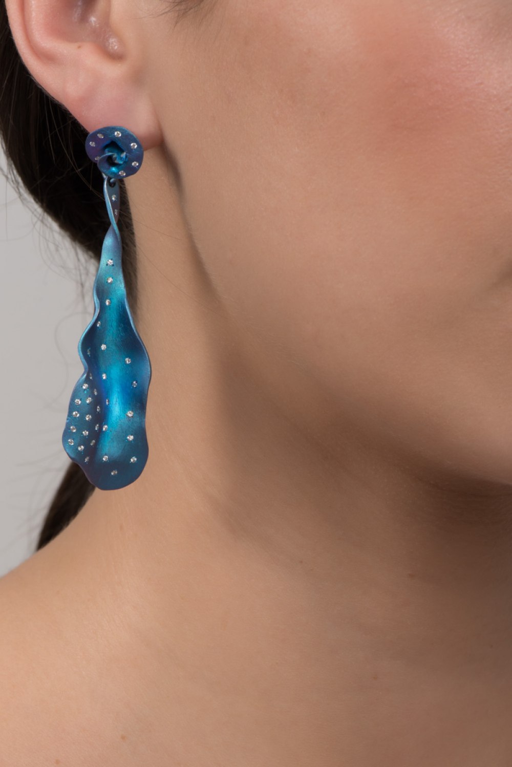 FroseN Blue Titanium Diamond Earrings