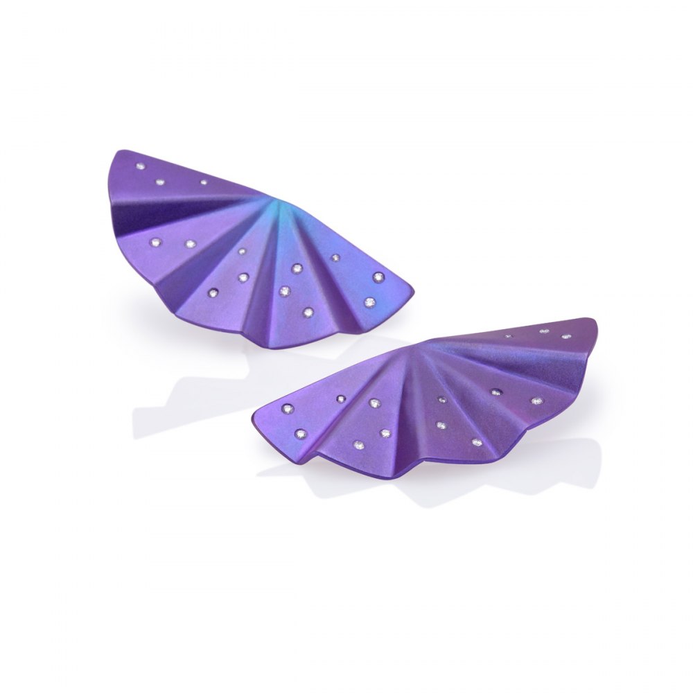 Geisha Purple Titanium and Diamond Earrings Long