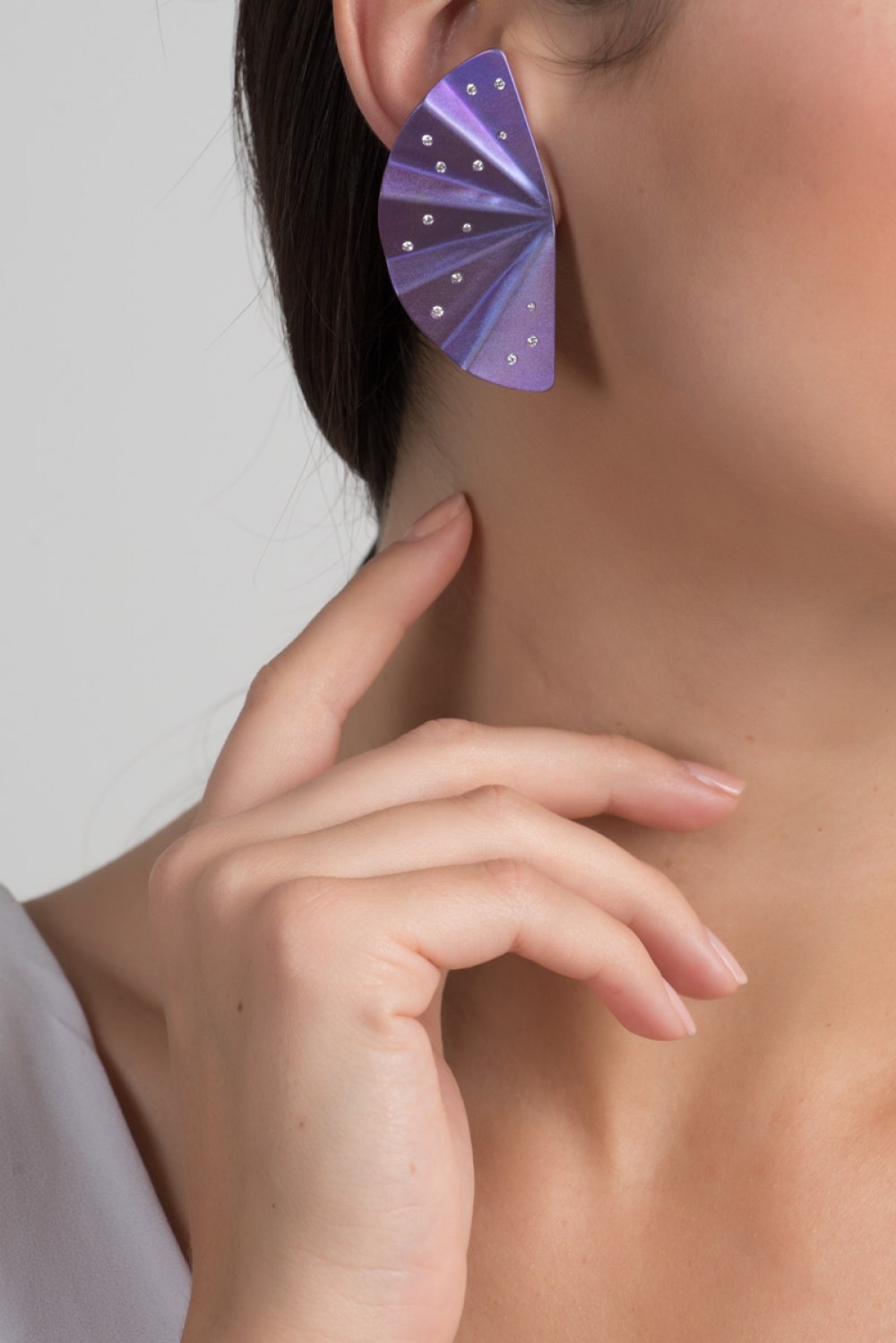 Geisha Purple Titanium and Diamond Earrings Long