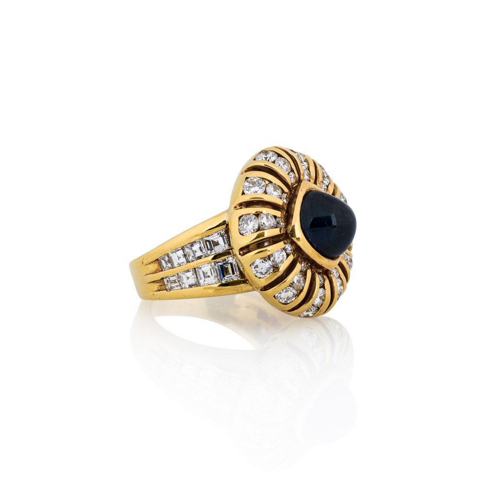 KESSARIS - Vintage Sapphire Diamond Ring