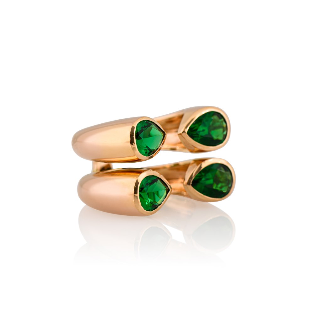 KESSARIS - Emerald Drop Double Ring