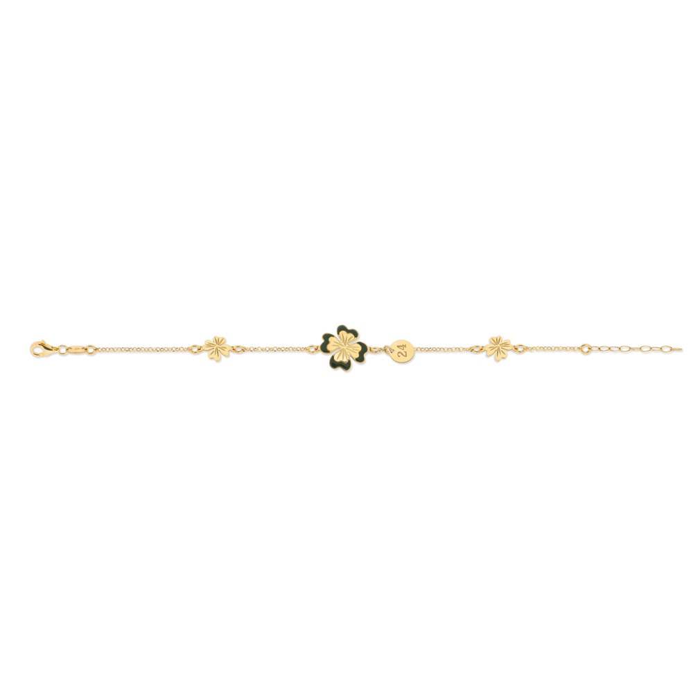 KESSARIS - Lucky Charm 2024 Four-Leaf Clovers Silver Bracelet